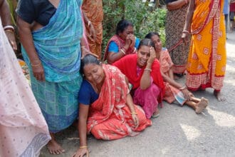 পিষে মৃত্যু মহিলার