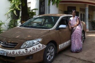Cow Dung Coated Car