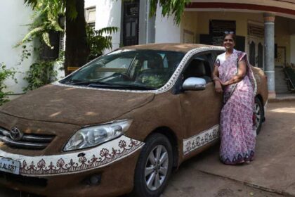 Cow Dung Coated Car