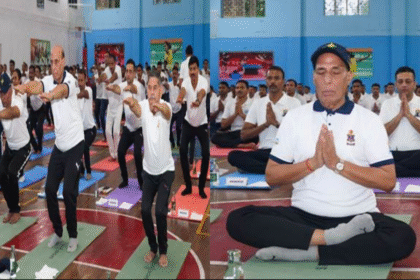 Defence Minister at International Yoga Day 2025