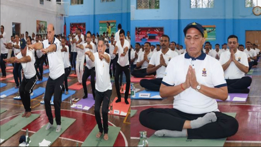 Defence Minister at International Yoga Day 2025